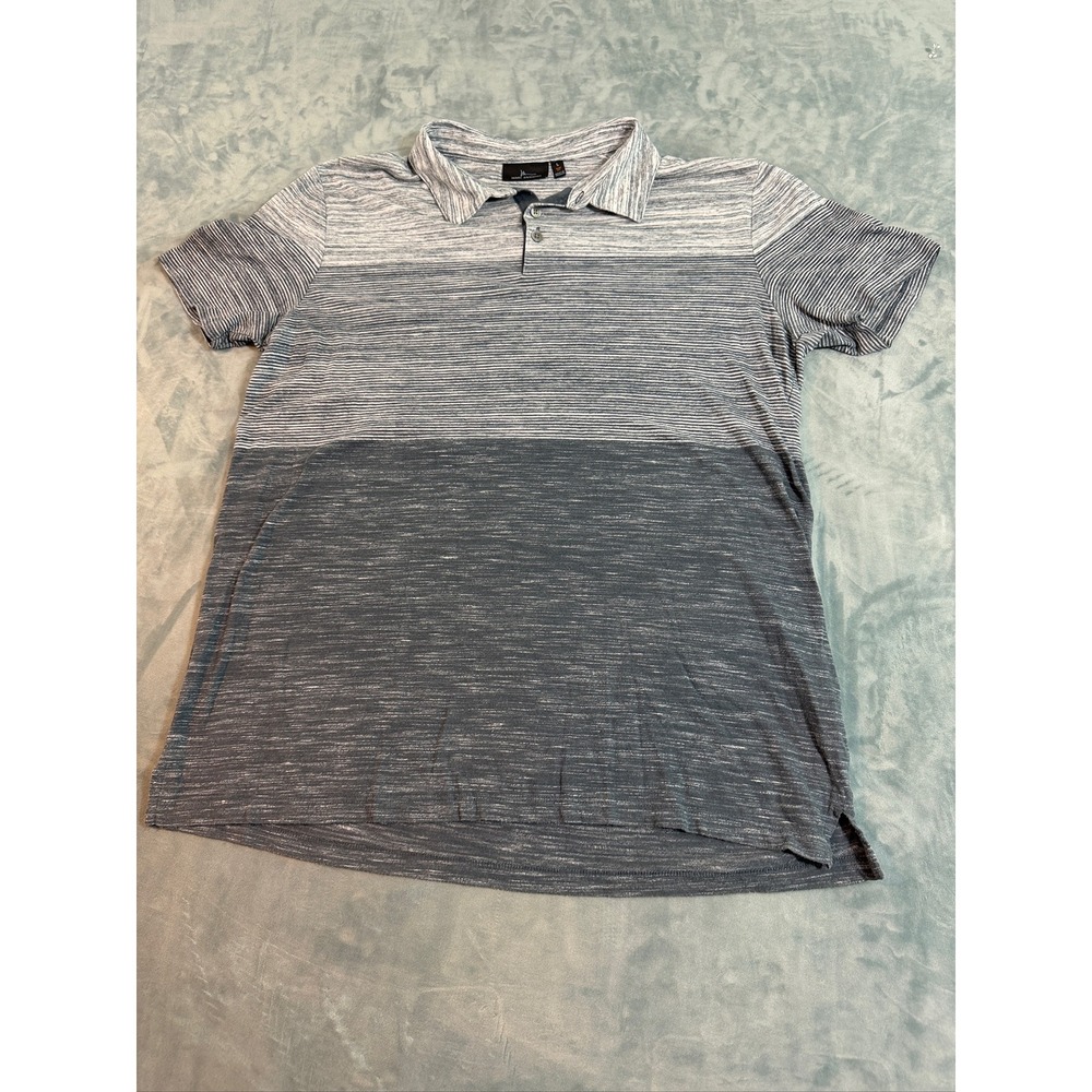 Marc Anthony Mens Slim Fit Polo Shirt Grey White Space Dye Striped Large